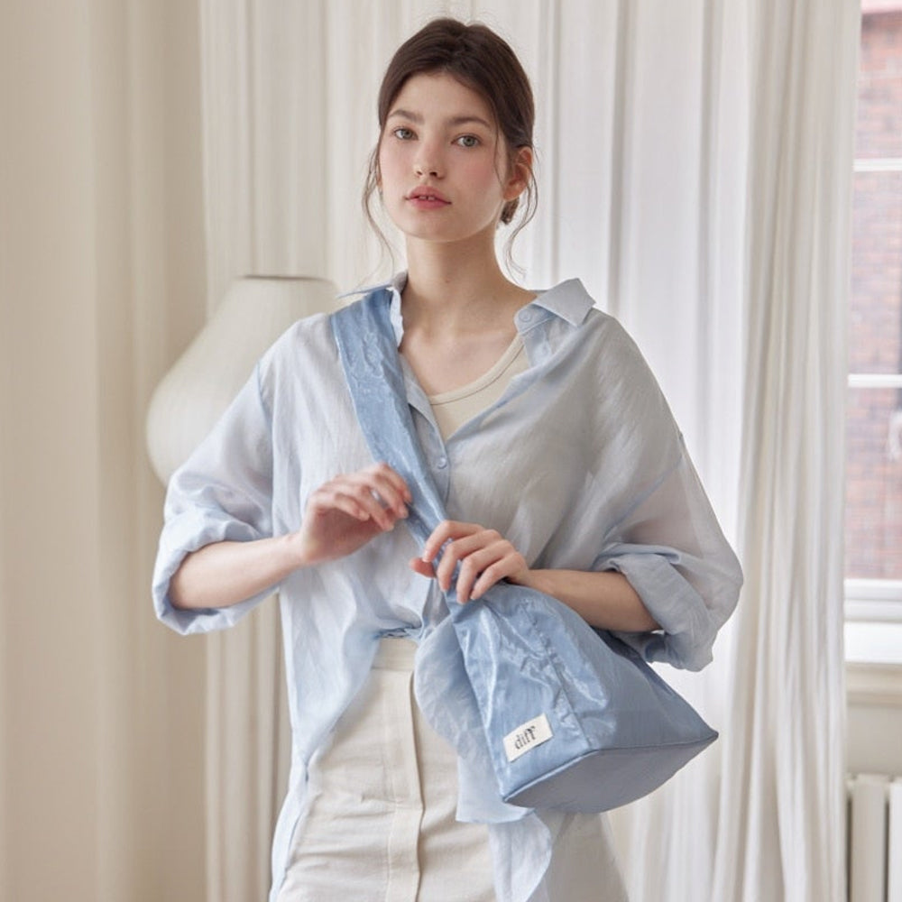 Medium Crossbody Satin - Steel Blue